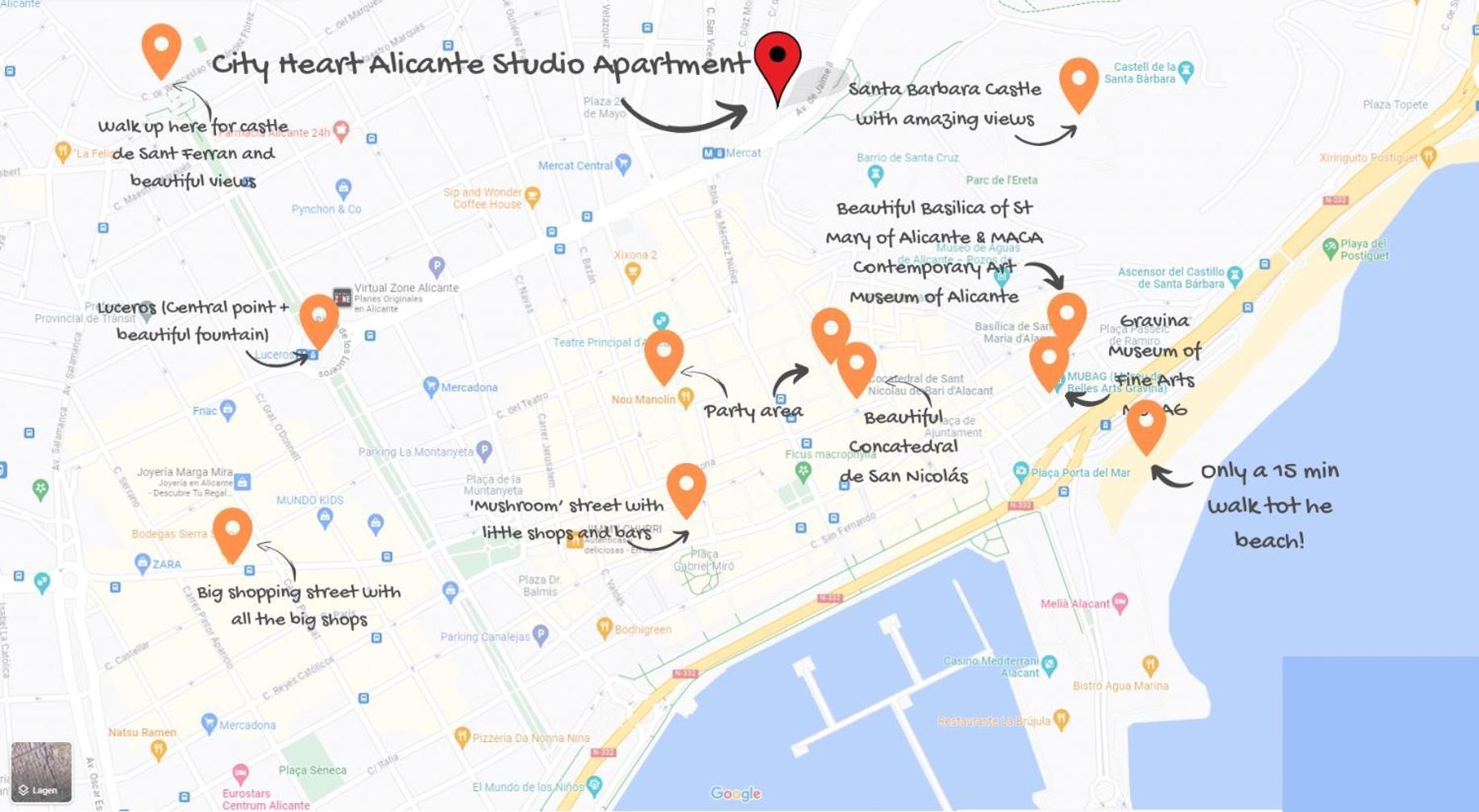 City Heart Alicante Studio Apartment - Castle View Екстер'єр фото